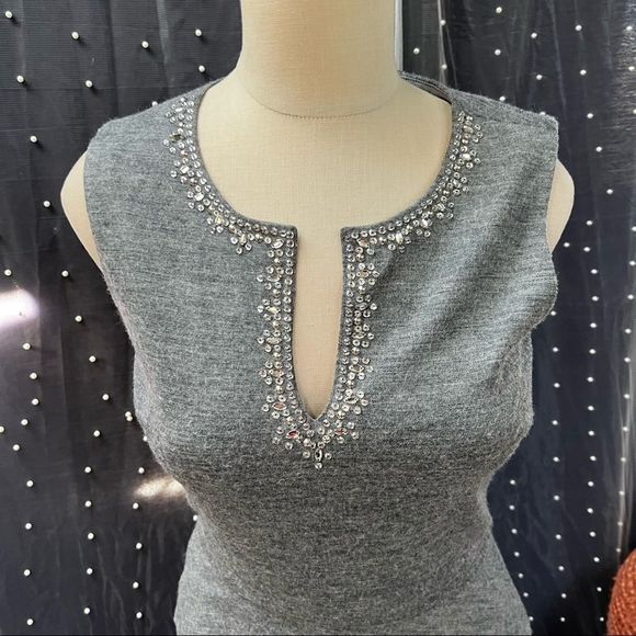 Juicy Couture Rhinestone Embellished Ruffle Layered Gray Dress - Picture 2 of 8